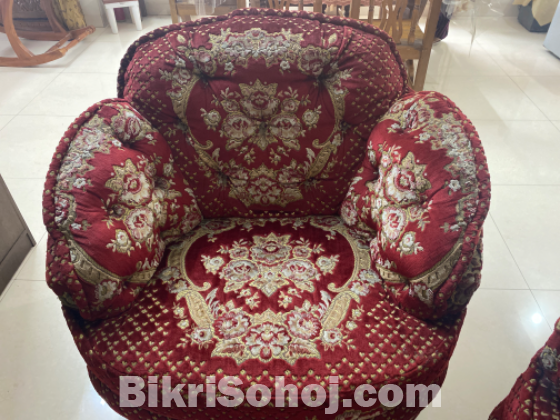 Maroon golden velvet  Usable Sofa 3+2+1 set